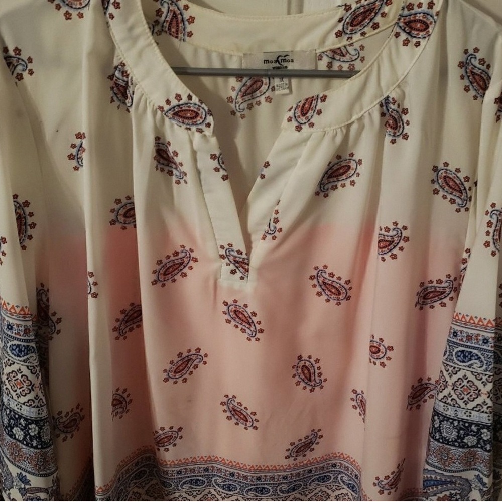 Max Studio Cream and Pink Paisley Blouse
